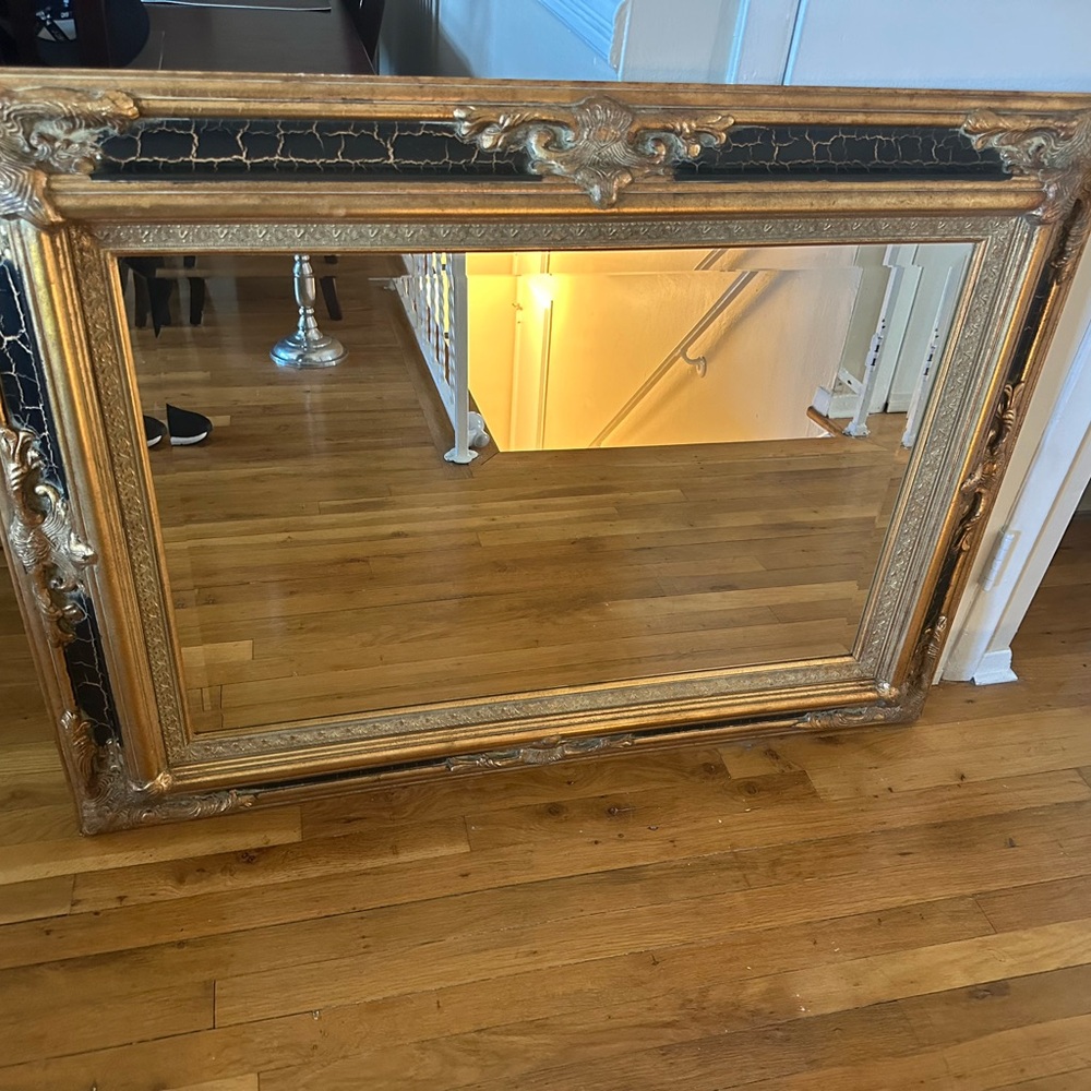 Vintage Gold and Black Ornate Wall Mirror
